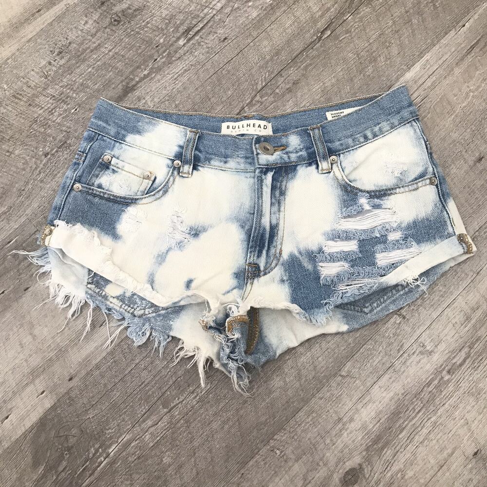 Bullhead Denim Co Shorts Juniors 3 Bleach Tie Dyed Distressed Slouchy Short